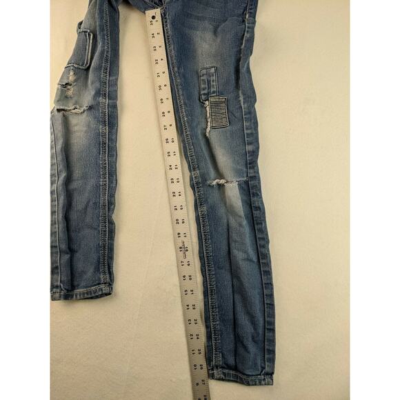 Girls Vigoss the Jagger Skinny Jeans Size 12 Distressed Patch Blue Denim - Picture 6 of 11